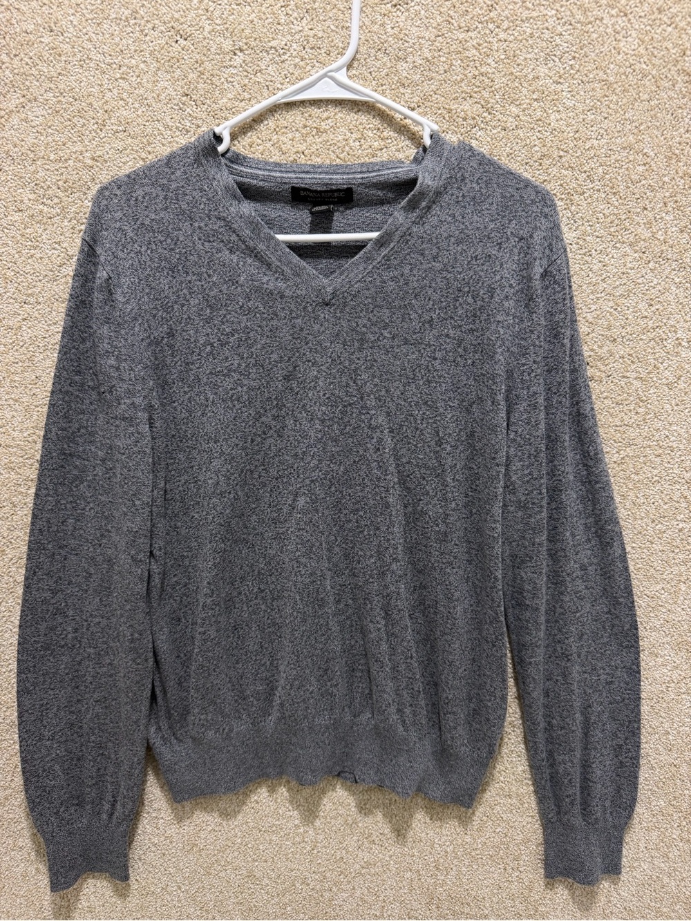 Banana Republic luxury blend sweater silk cotton cashmere L neutral minimal 2015